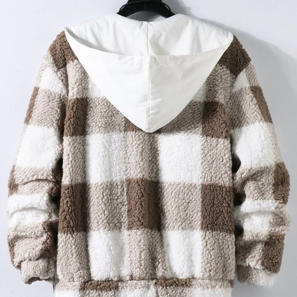 Brown And White Mens Teddy Jacket - Picture 3 of 7